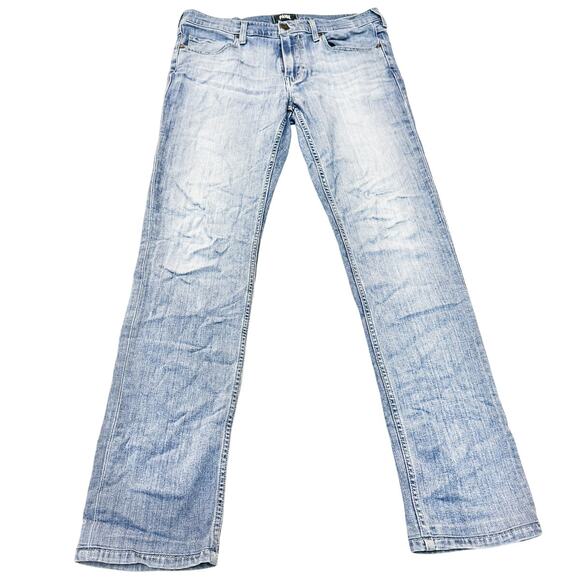 Paige Lennox Light Wash Denim Jeans Slim Straight Jeans Zip Fly Size 32 - Picture 2 of 7